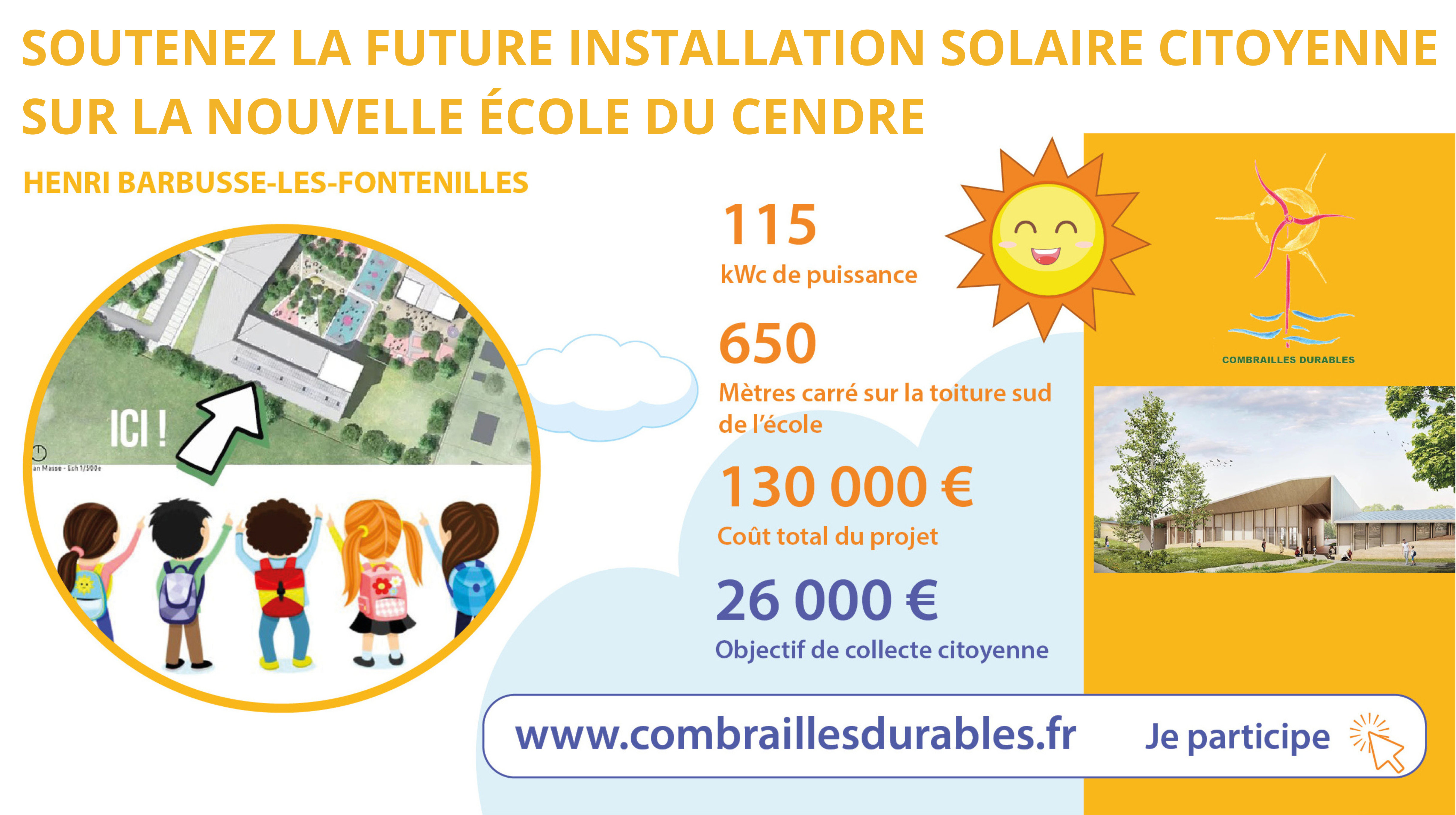 SOUTENEZ LA FUTURE INSTALLATION SOLAIRE CITOYENNE SUR LA NOUVELLE ÉCOLE DU CENDRE